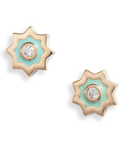 Anzie Diamond Starburst Stud Earrings - Metallic