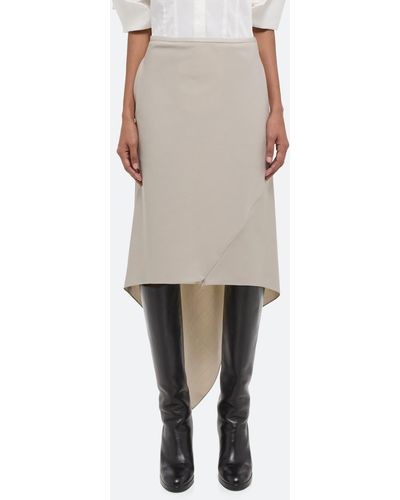 Helmut Lang Scarf Hem Virgin Wool Maxi Skirt - Natural