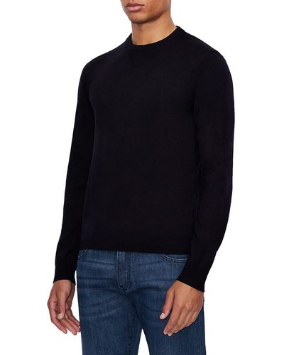 Armani Exchange Crewneck Wool Sweater - Blue