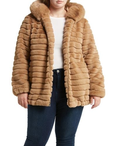 Gallery Hooded Faux Fur Jacket - Natural