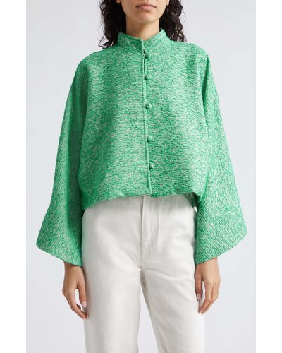 La Vie Style House Textured Crop Jacket - Green