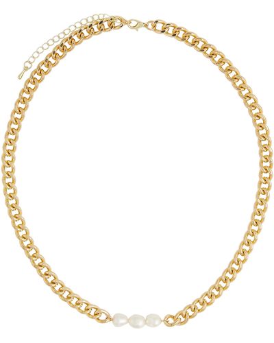 petit moments Lucille Freshwater Pearl Curb Chain Necklace - Metallic