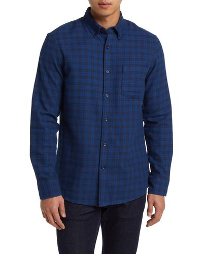 Nordstrom Marcus Trim Fit Check Flannel Button-down Shirt - Blue