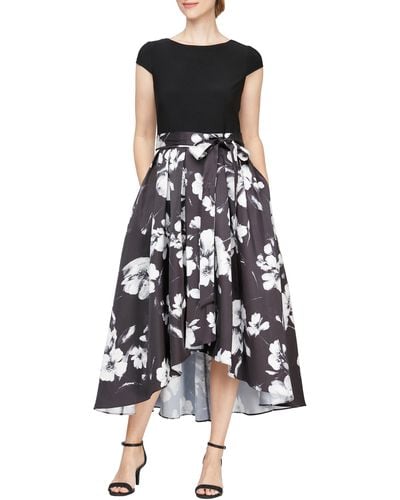 Sl Fashions Floral High-low Cocktail Dress - White