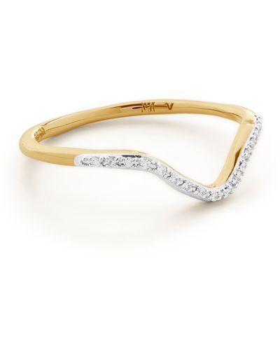 Monica Vinader Riva 18k Gold Vermeil Pavé Diamond Wishbone Stackable Ring - Multicolor
