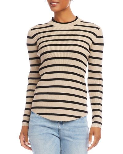 Karen Kane Mariner Stripe Shirttail Sweater - Gray