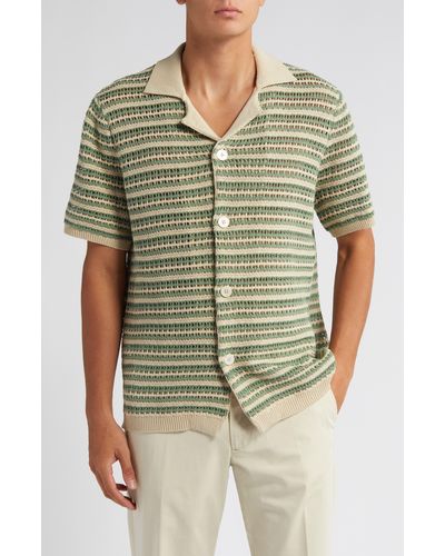 NN07 Henry 6636 Stripe Short Sleeve Organic Cotton Cardigan - Green