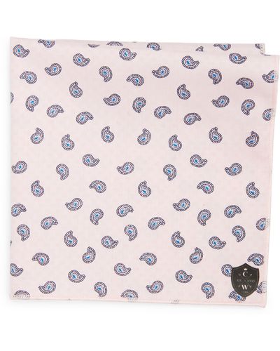 CLIFTON WILSON Paisley Cotton Pocket Square - Pink