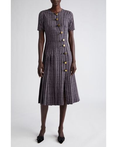 Altuzarra Myrtle Stripe Crepe Midi Dress - Multicolor