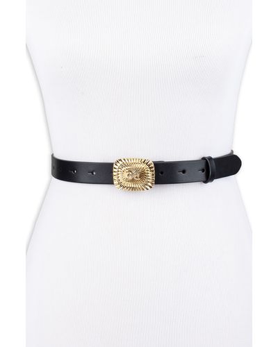 Sam Edelman Sunburst Plaque Leather Belt - White
