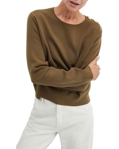 Mango Shoulder Button Sweater N - Green