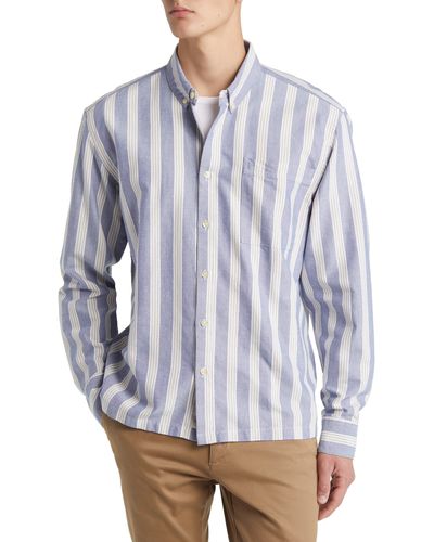 Forét Trust Stripe Organic Cotton Button-down Shirt - White