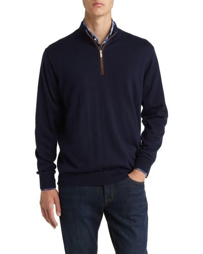 Peter Millar Autumn Crest Wool Blend Quarter Zip Pullover - Blue