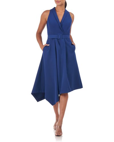 Kay Unger Rosalita Asymmetric Hem Cocktail Dress - Blue
