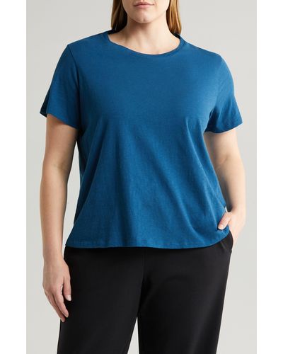 Eileen Fisher Crewneck Organic Cotton T-shirt - Blue