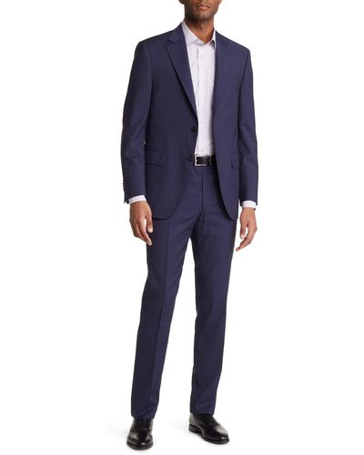 Peter Millar Tailored Fit Plaid Wool Suit - Blue