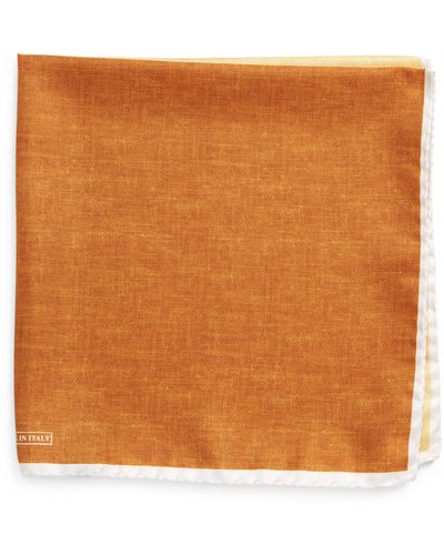 Nordstrom Colorblock Silk Pocket Square - Orange