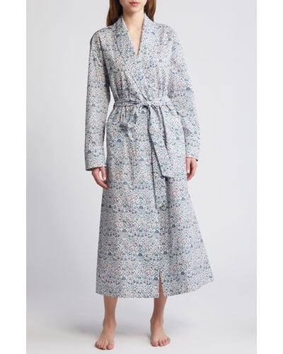 Liberty Classic Imran Tana Floral Cotton Robe - Gray