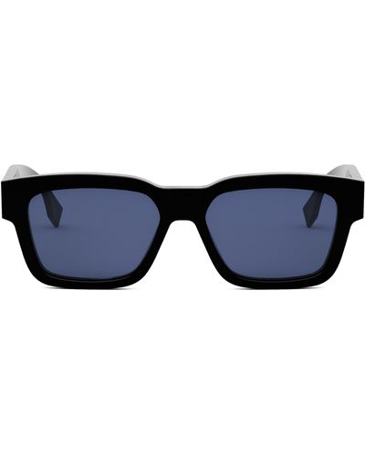 Fendi The O'lock 53mm Rectangular Sunglasses - Blue