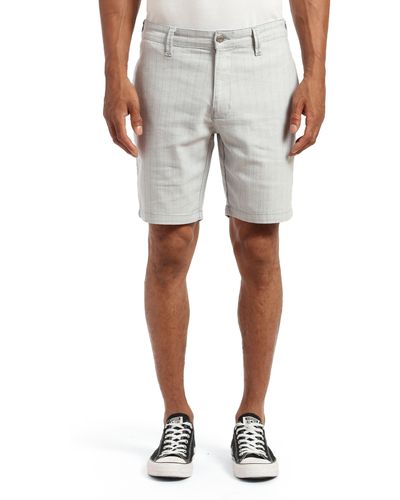 Mavi Noah Stripe Stretch Twill Flat Front Shorts - Gray
