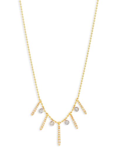 Meira T Diamond Charms Ball Chain Necklace - Metallic
