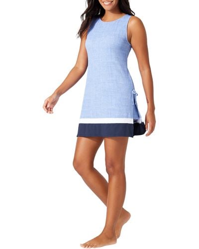 Tommy Bahama Island Cays Colorblock Piqué Cover-up Skirted Romper - Blue