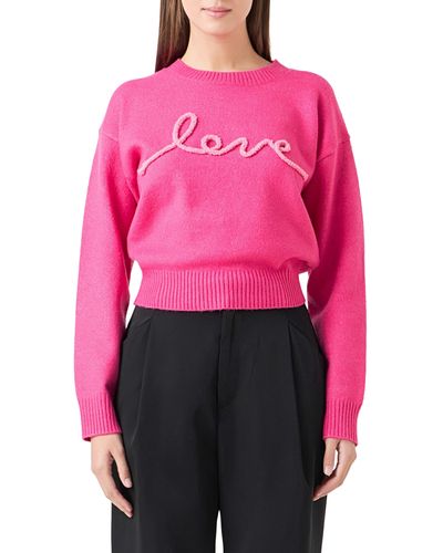 Endless Rose Love Chenille Sweater - Pink