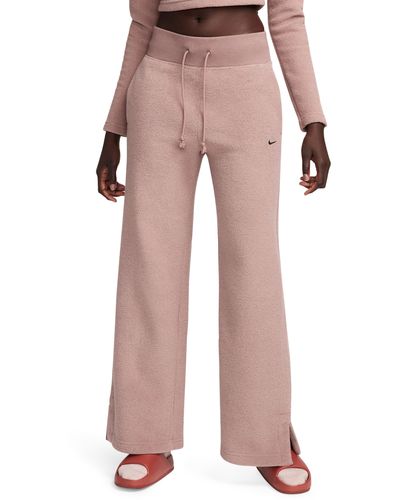 Nike Sportswear Phoenix Plush High Waist Wide Leg Fleece Pants - Pink