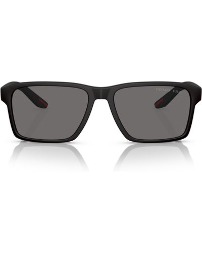 Prada 58mm Polarized Rectangular Sunglasses - Gray