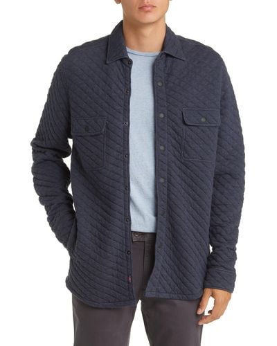 Faherty Epic Cotton Blend Quilted Shirt Jacket - Blue