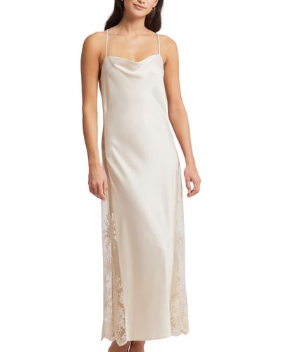 Rya Collection Darling Satin & Lace Nightgown - Natural