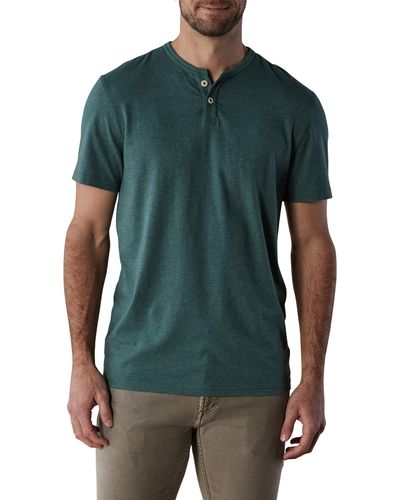 The Normal Brand Short Sleeve Active Henley - Green