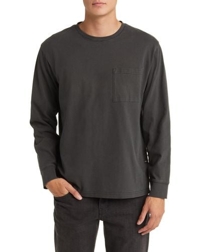 Rails Cyd Long Sleeve Cotton Pocket T-shirt - Gray