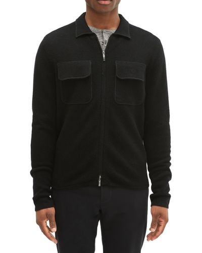 Robert Barakett Zanzibar Wool Zip Cardigan Sweater - Black