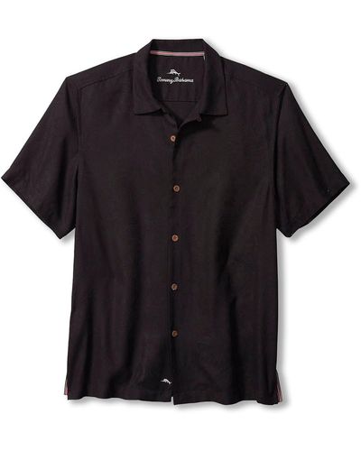 Tommy Bahama Tropic Isles Short Sleeve Button-up Silk Shirt - Black