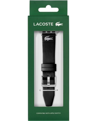 Lacoste Striping Leather Apple Watch Watchband - Black
