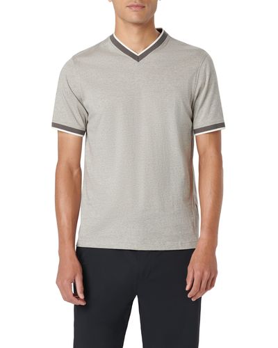 Bugatchi High V-neck T-shirt - Gray