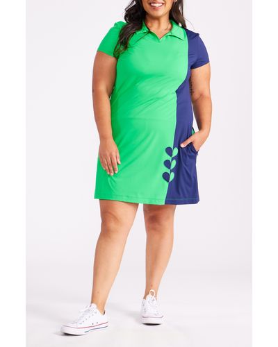 KINONA In Stitches Short Sleeve Golf Dress - Green