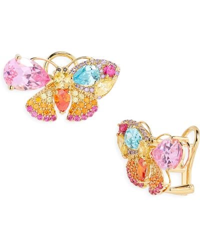 Judith Leiber Crystal Butterfly Earrings - White