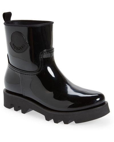 Moncler Ginette Logo Waterproof Rain Boot - Black