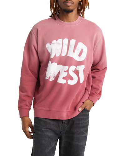 One Of These Days Wild West Ombré Cotton Graphic Sweatshirt - Red