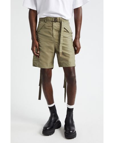 Sacai Tie Detail Nylon Cargo Shorts - Natural
