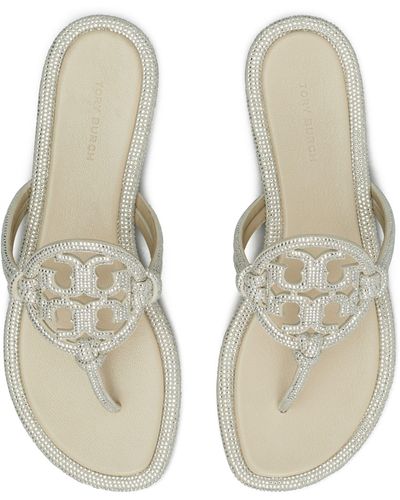 Tory Burch Miller Knotted Pavé Sandal - White