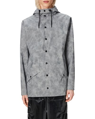 Rains Lightweight Hooded Waterproof Rain Jacket - Gray