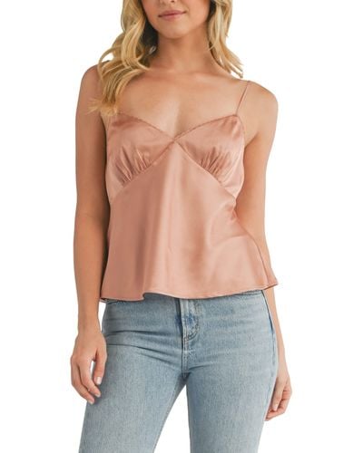 All In Favor Lace Trim Satin Camisole In At Nordstrom, Size Small - Blue