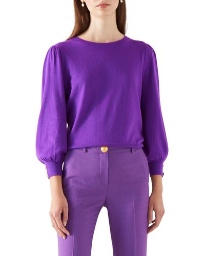 LK Bennett Diana Puff Shoulder Sweater - Purple