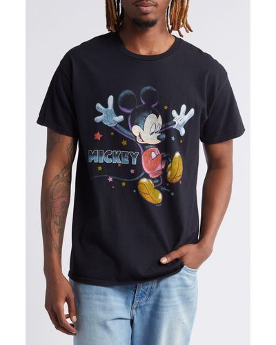 Junk Food Dancing Mickey Mouse Cotton Graphic T-shirt - Black