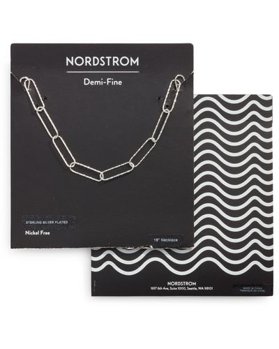 Nordstrom Demifine Faceted Paperclip Chain Necklace - Black