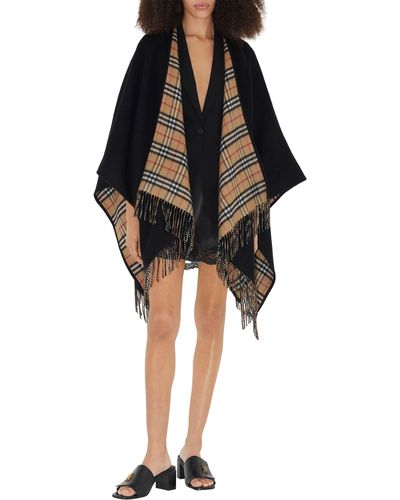 Burberry Check Reversible Wool Cape - Black