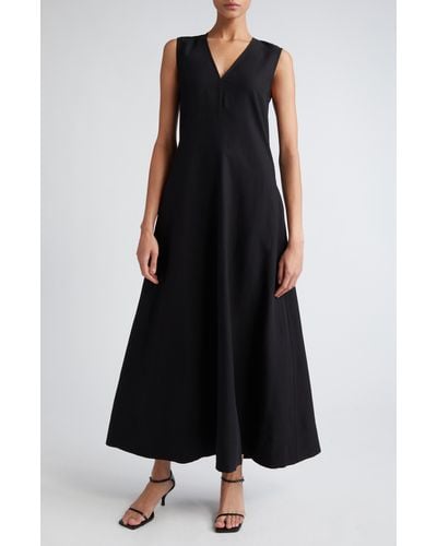 Totême Fluid V-neck A-line Maxi Dress - Black